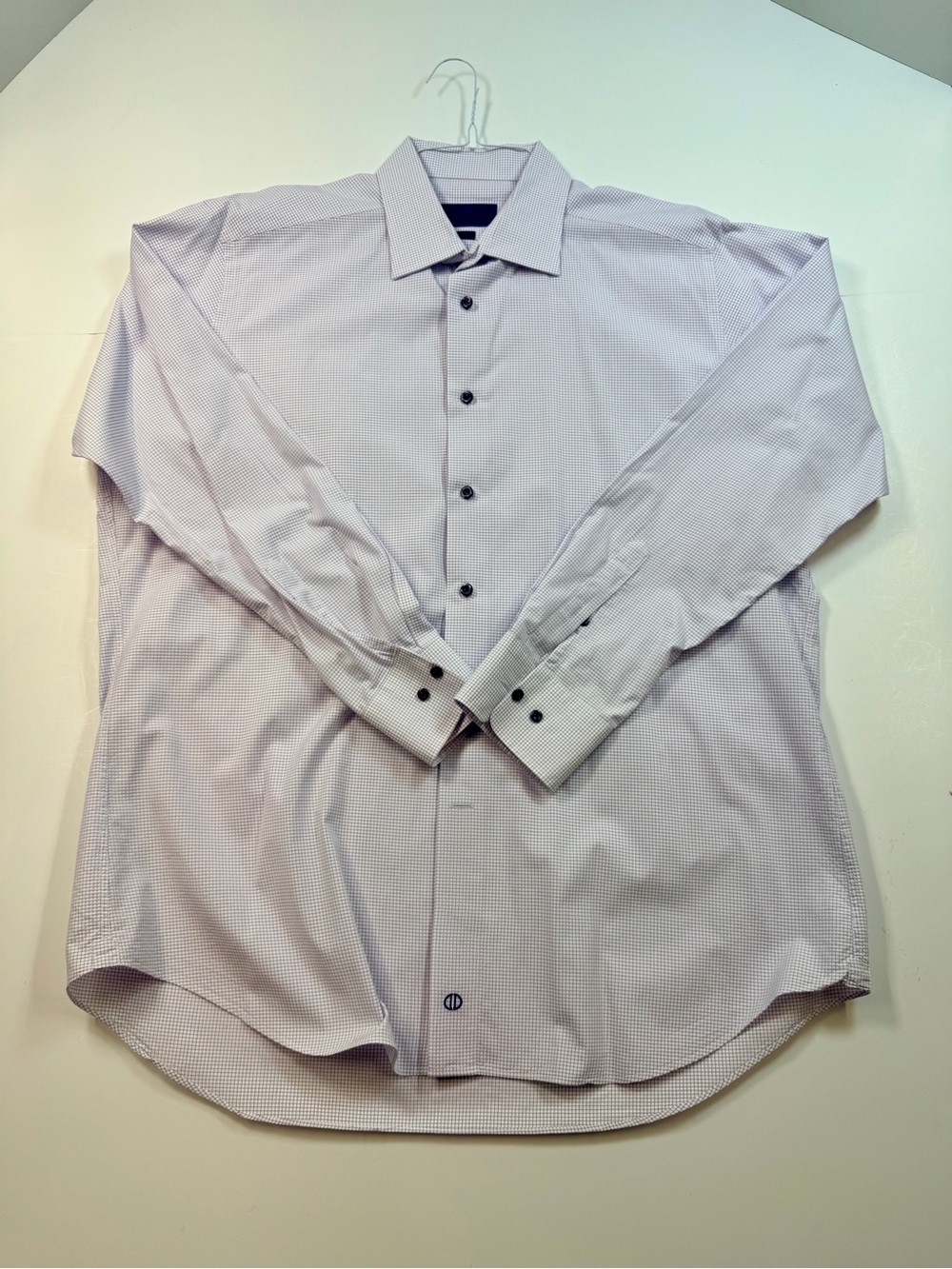 David Donahue Men's Lavender Micro-Check Dress Shirt